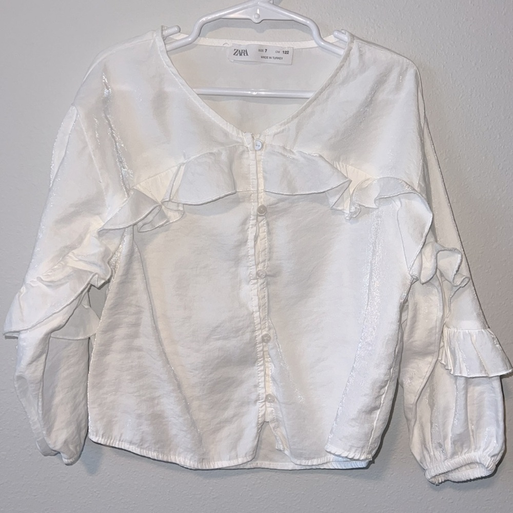 Zara White Shimmery Shirt